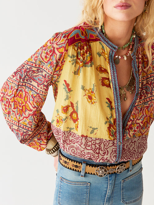 Maison Hotel Leandra Blouse in Patchwork - Arielle Clothing