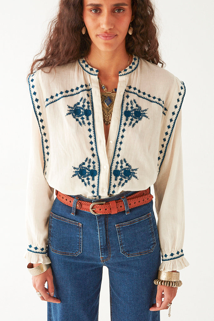 Maison Hotel  Philippa Blouse in Panna Cotta - Arielle Clothing