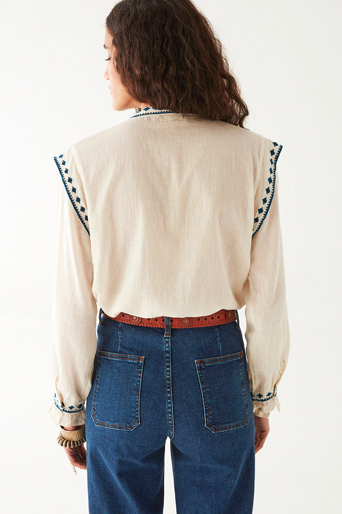 Maison Hotel Philippa Blouse in Panna Cotta - Arielle Clothing