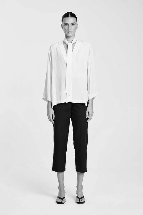 Mela Purdie F416 1831 Tapered Flat Pants in Black - Arielle Clothing