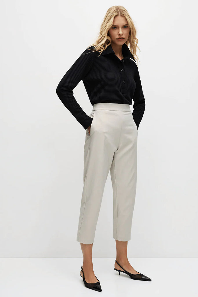 Mela Purdie F416 1831 Tapered Flat Pant in Stone - Arielle Clothing