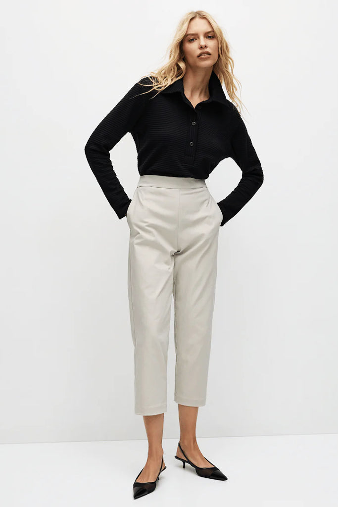 Mela Purdie F416 1831 Tapered Flat Pant in Stone - Arielle Clothing