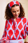 Nimo With Love Broom Linen Blouse in Ikat Red - Arielle Clothing