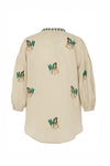 Nimo With Love Sassafras Linen Blouse in Beige with Monkey Embroidery - Arielle Clothing