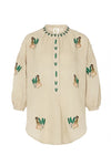 Nimo With Love Sassafras Linen Blouse in Beige with Monkey Embroidery - Arielle Clothing