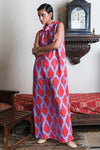 Nimo With Love Sundrop Maxi Linen Dress in Red Ikat - Arielle Clothing