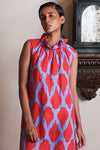 Nimo With Love Sundrop Maxi Linen Dress in Red Ikat - Arielle Clothing