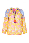 Place du Soleil Lila Print Cotton Blouse in Yellow - Arielle Clothing