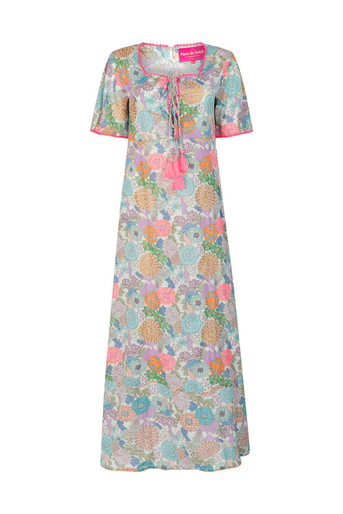 Place du Soleil No. 411 Rosa Print Dress in Green - Arielle Clothing