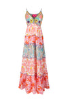 Place du Soleil No. 430 Tiered Maxi Dress in Orange/Green - Arielle Clothing