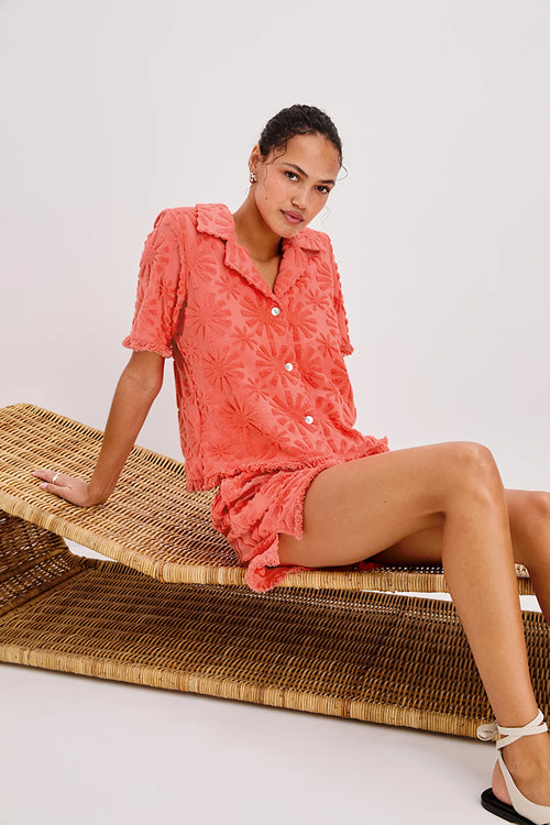 Rails Tiff Short Sleeve Terry Shirt in Red Sunburst - Arielle Clothing