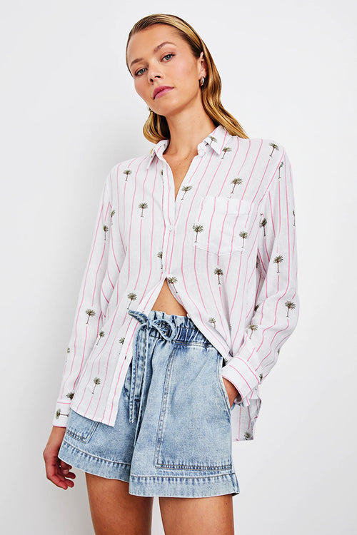 Rails Charli Shirt in Pink Palm Stripe - Arielle Clothing