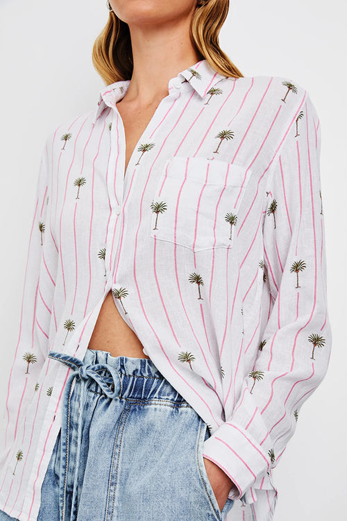 Rails Charli Shirt in Pink Palm Stripe - Arielle Clothing