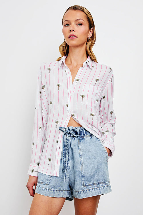 Rails Charli Shirt in Pink Palm Stripe - Arielle Clothing
