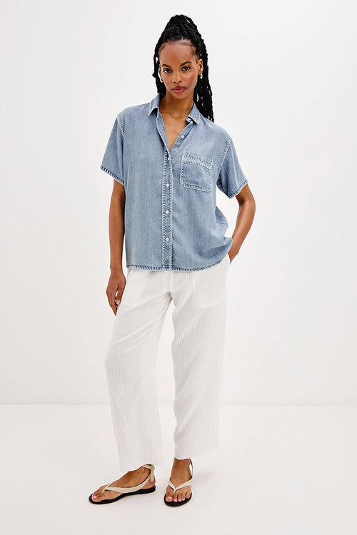 Rails Lea Short Sleeve Shirt in Cloud Wash - Arielle Clothing