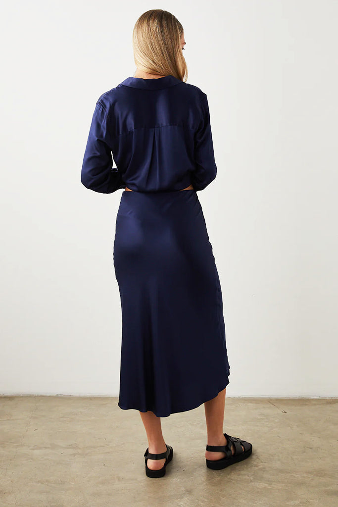 Rails Anya Satin Skirt in Navy - Arielle Clothing