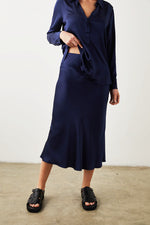 Rails Anya Satin Skirt in Navy - Arielle Clothing