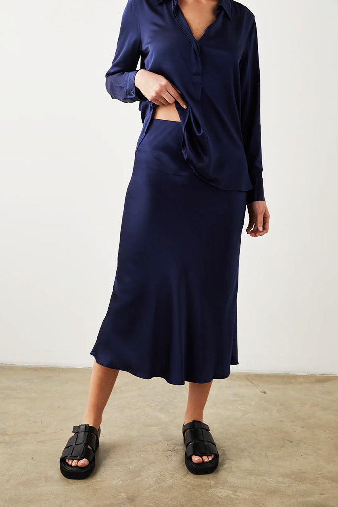 Rails Anya Satin Skirt in Navy - Arielle Clothing