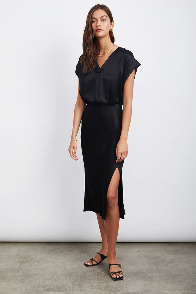 Rails Maya Satin Skirt in Black - Arielle Clothing