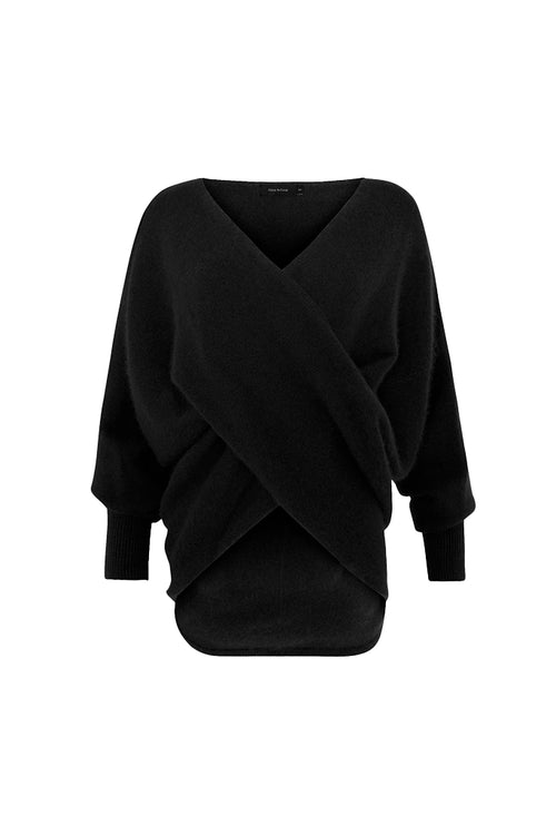 RAW by RAW Lucy Crossover Knit in Jet Black - Arielle Clothing