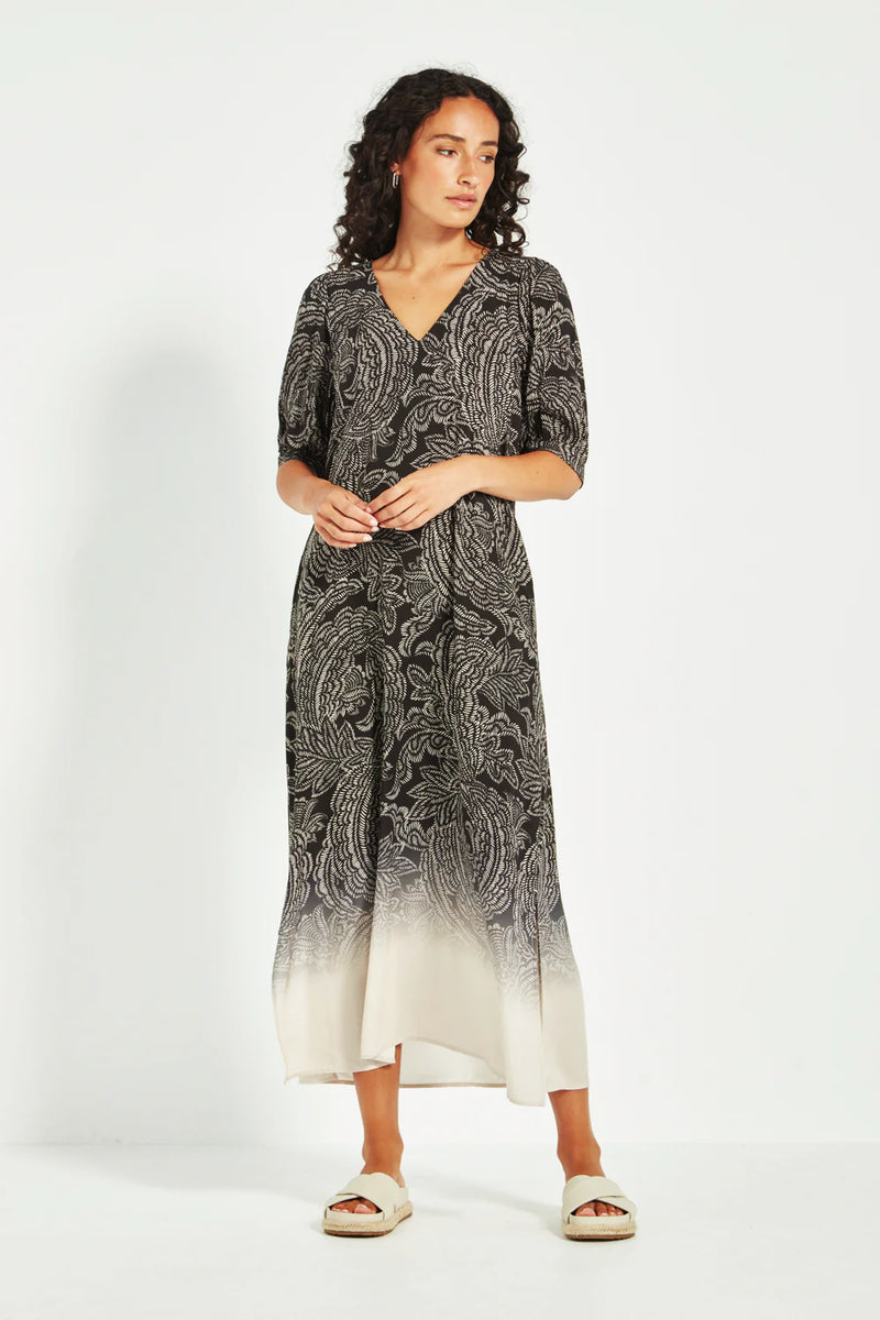 Verge Amara Dress in Black Print - Arielle Clothing
