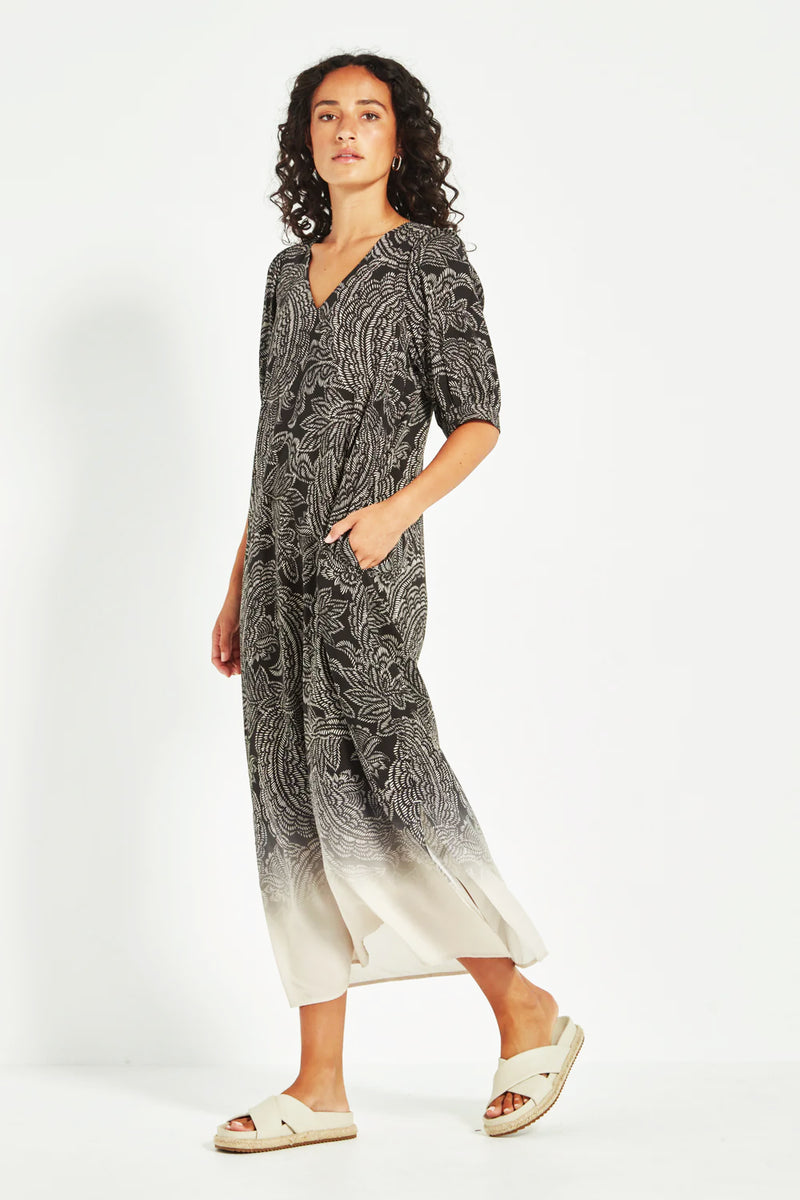 Verge Amara Dress in Black Print - Arielle Clothing