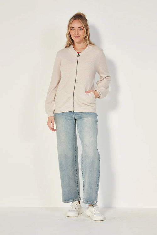 Verge Boulevard Knit Jacket in Bone - Arielle Clothing
