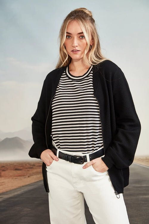 Verge Boulevard Knit Jacket in Black - Arielle Clothing