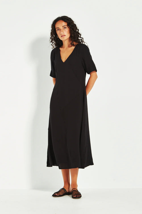 Verge Cayman Midi Dress in Black - Arielle Clothing