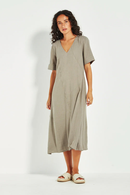 Verge Cayman Midi Dress in Green Tea - Arielle Clothing