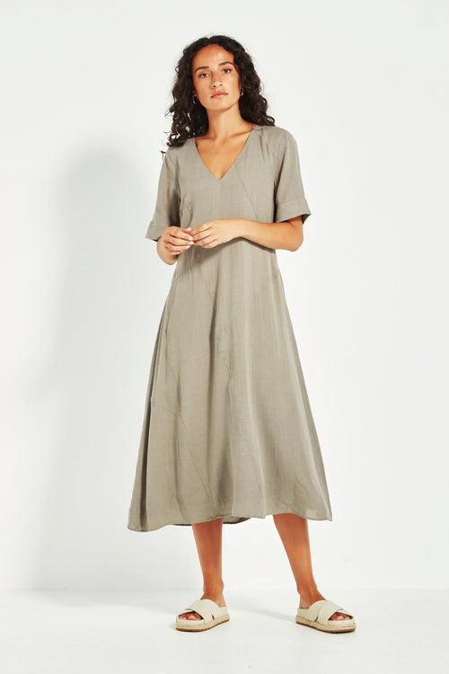 Verge Cayman Midi Dress in Green Tea - Arielle Clothing