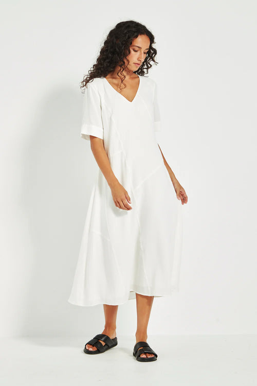 Verge Cayman Midi Dress in White - Arielle Clothing 