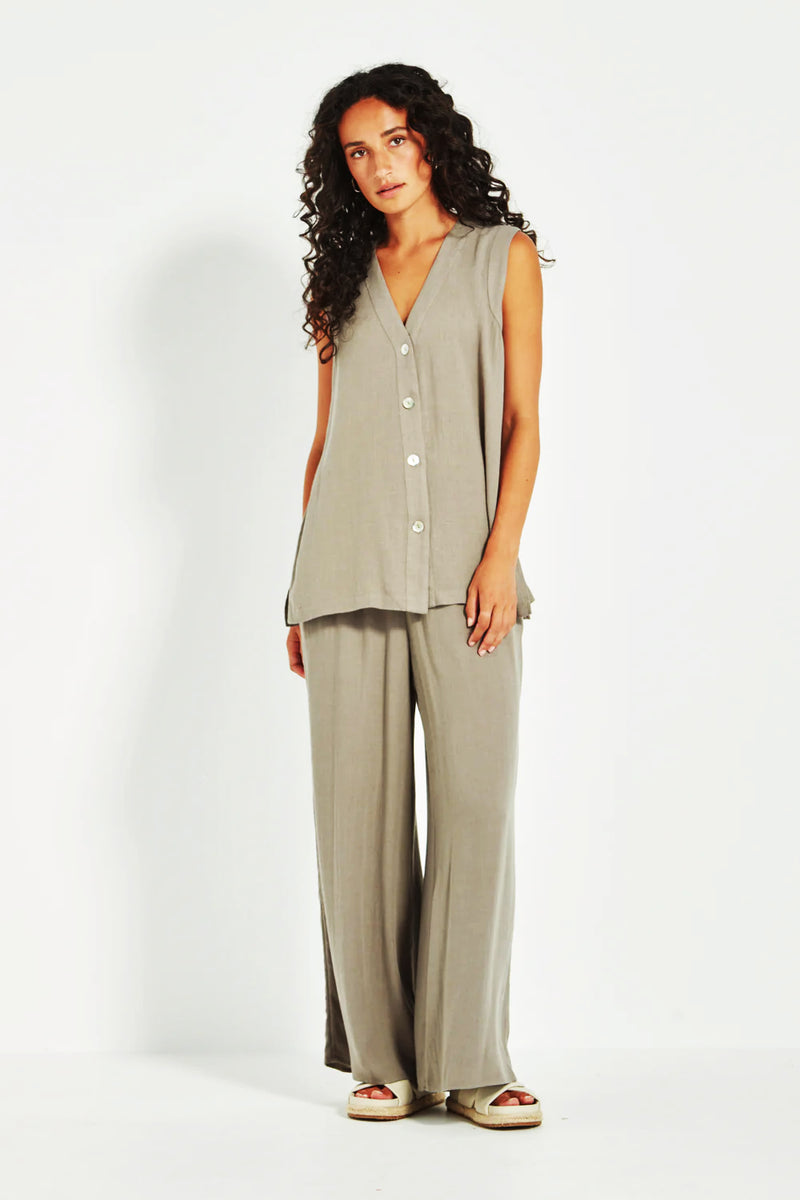 Verge Cayman Palazzo Pant in Green Tea - Arielle Clothing