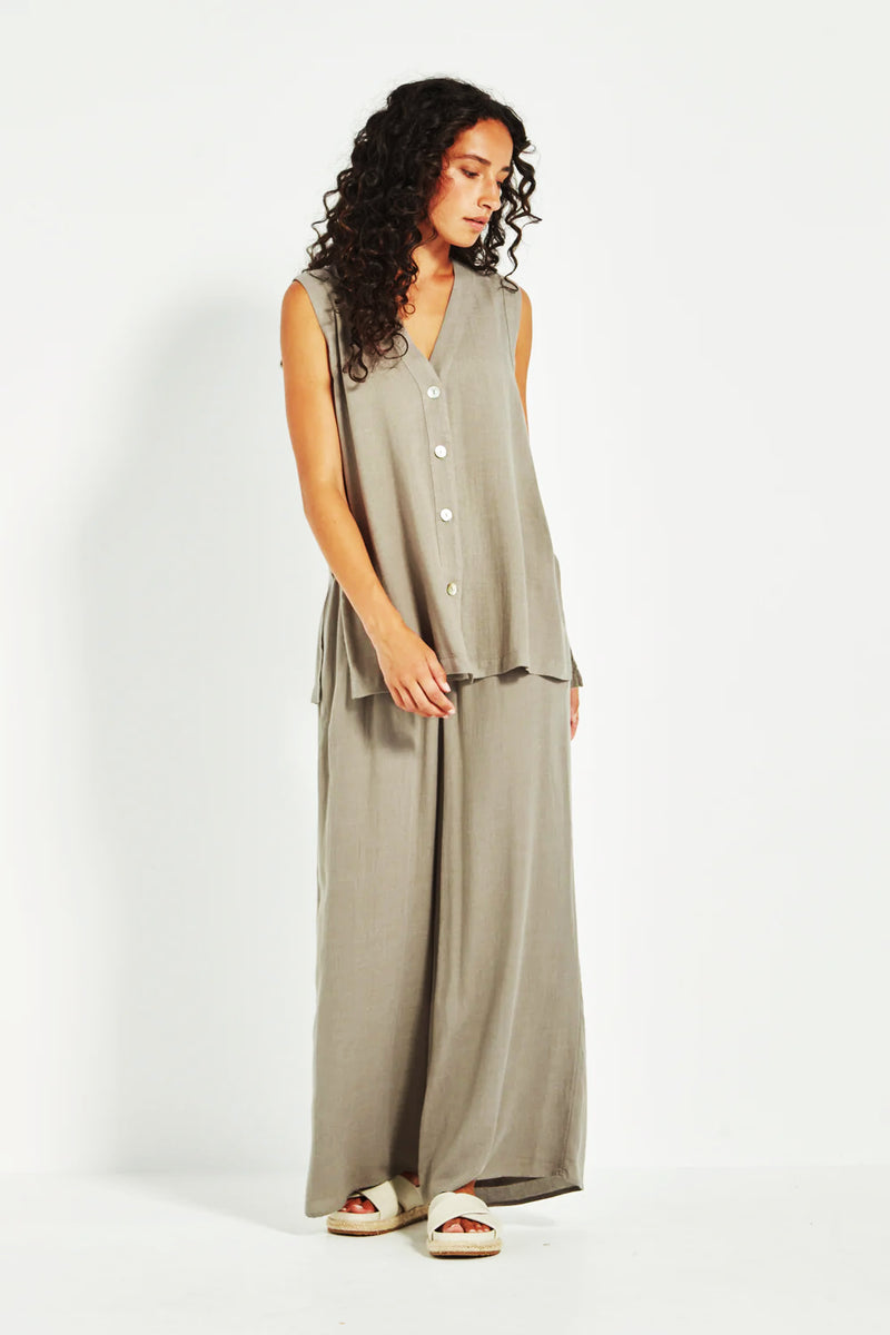 Verge Cayman Palazzo Pant in Green Tea - Arielle Clothing