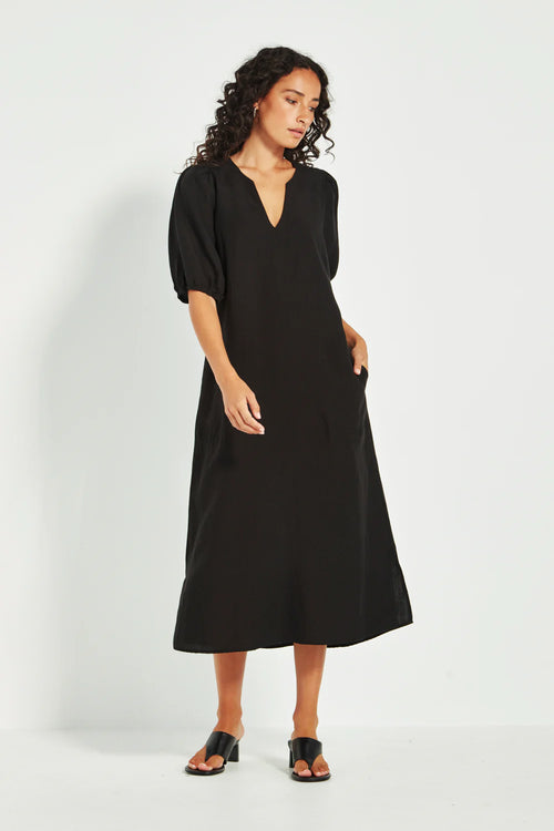 Verge Connie Midi Dress in Black - Arielle Clothing