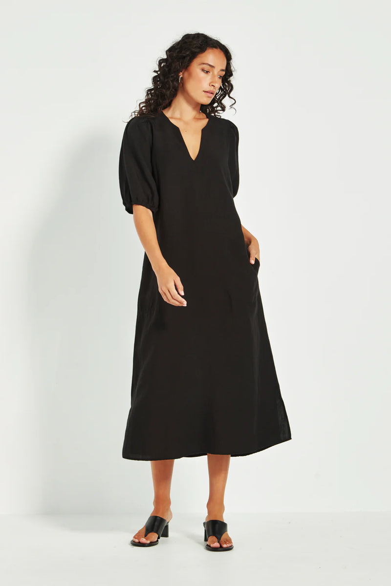 Verge Connie Midi Dress in Black - Arielle Clothing