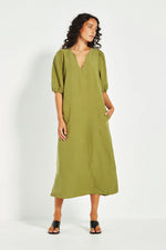 Verge Connie Midi Dress in Green - Arielle Clothing