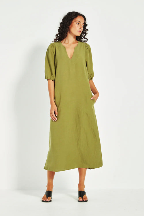 Verge Connie Midi Dress in Green - Arielle Clothing