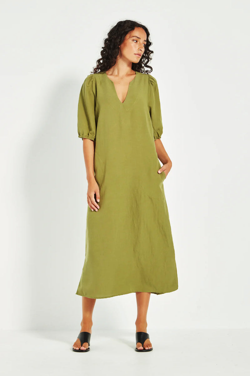 Verge Connie Midi Dress in Green - Arielle Clothing