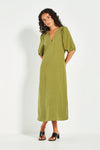 Verge Connie Midi Dress in Green - Arielle Clothing