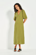 Verge Connie Midi Dress in Green - Arielle Clothing