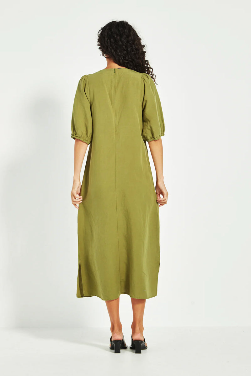 Verge Connie Midi Dress in Green - Arielle Clothing