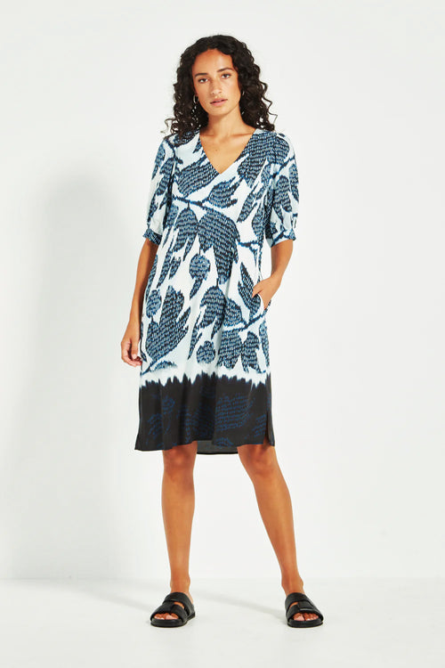 Verge Dynasty Print Dress in Ink - Arielle Clothing