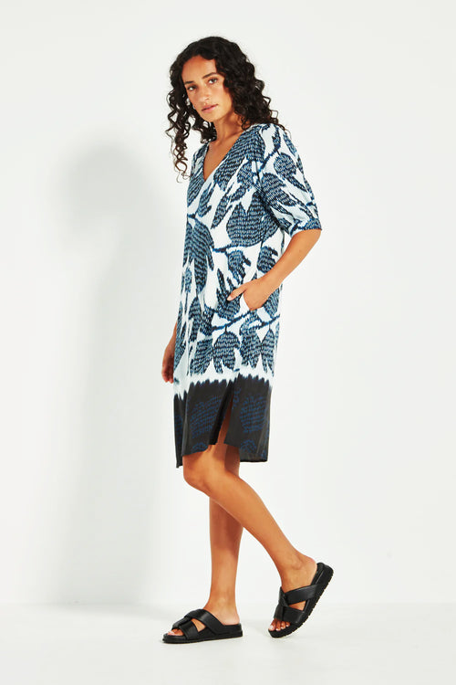 Verge Dynasty Print Dress in Ink - Arielle Clothing