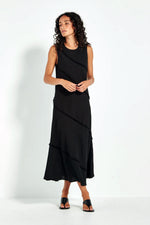Verge Elle Bias Cut Midi Dress in Black - Arielle Clothing