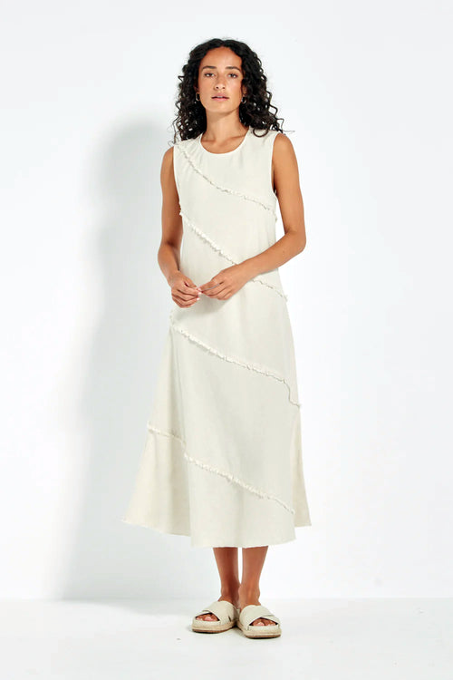 Verge Elle Bias Cut Midi Dress in Cashew - Arielle Clothing
