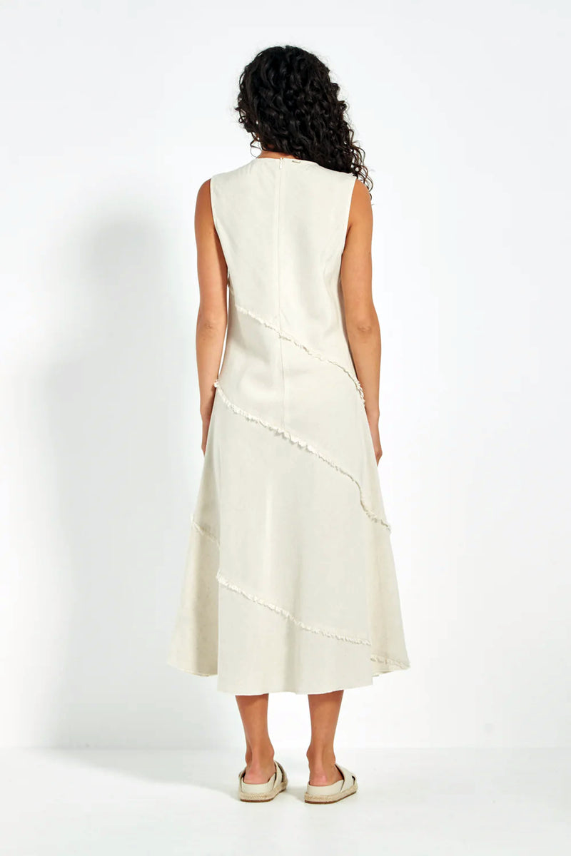 Verge Elle Bias Cut Midi Dress in Cashew - Arielle Clothing