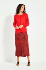 Verge Ember Print Skirt in Rust and Chocolate - Arielle Clothing