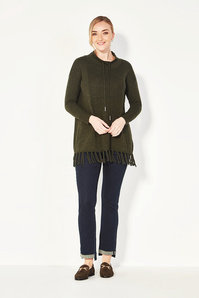 Verge Havana Sweater in Olive Marle - Arielle Clothing