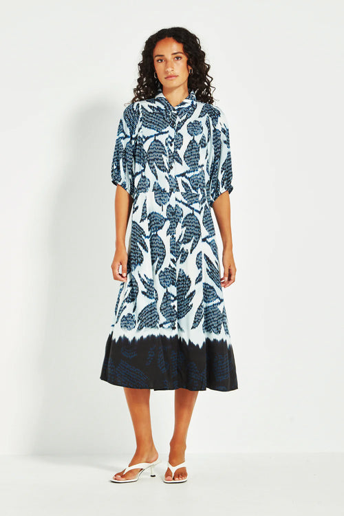 Verge Sovereign Dress in Ink Print - Arielle Clothing